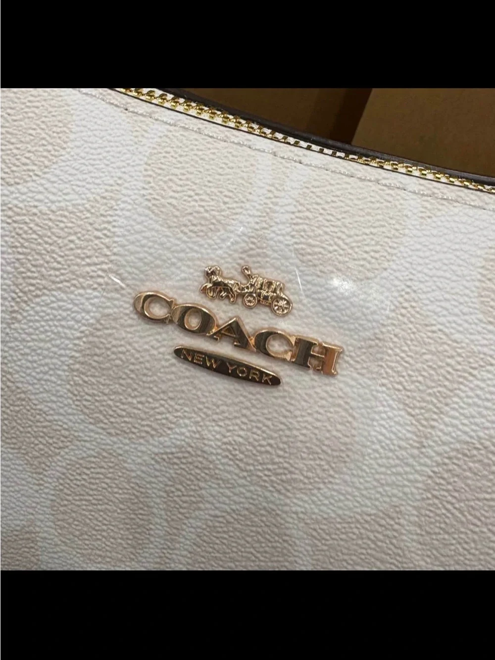 Coach Chalk Signature Canvas Shoulder Bag with Gold Hardware